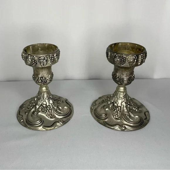 Vintage Set Godinger Silver Co. Candlestick Grapevine Design - Picture 2 of 2